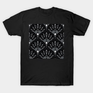 Black and White Peacock Scales T-Shirt